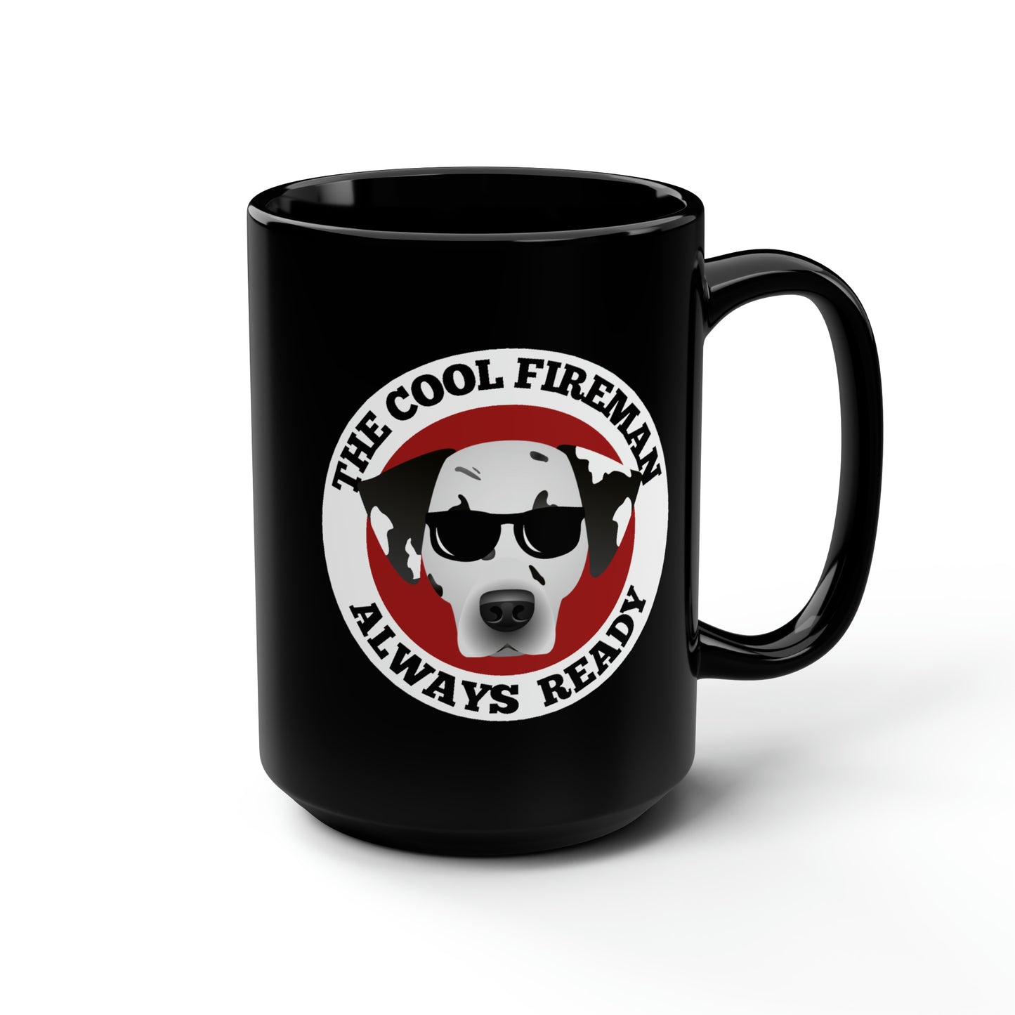 The Cool Fireman Black Mug, 15oz