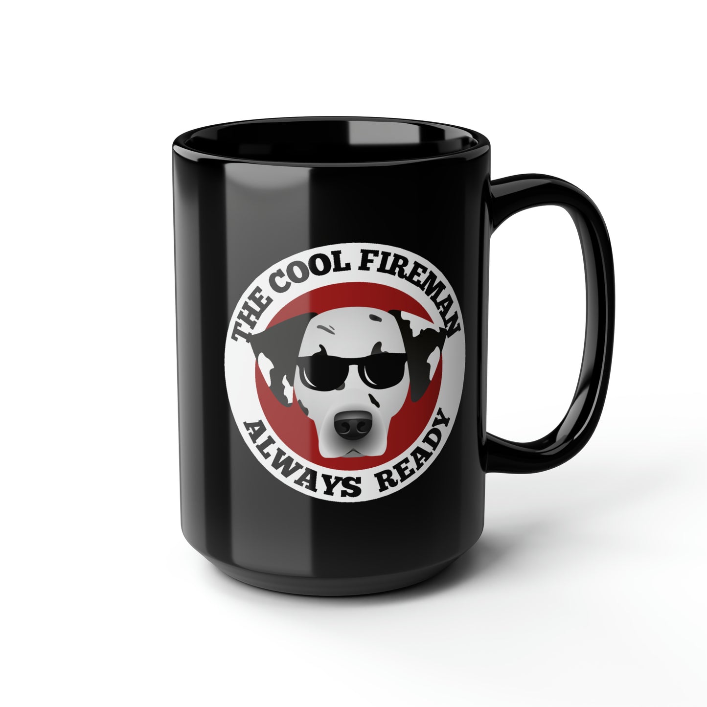 The Cool Fireman Black Mug, 15oz