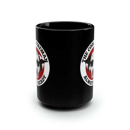 The Cool Fireman Black Mug, 15oz