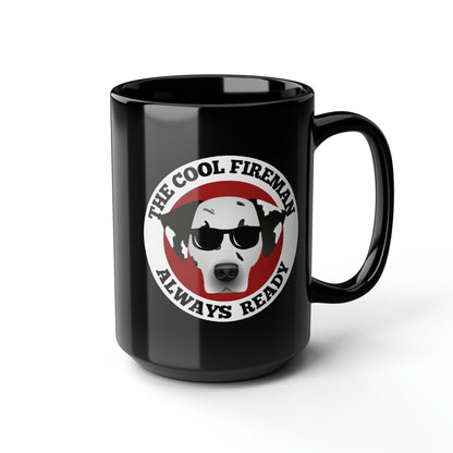 The Cool Fireman Black Mug, 15oz